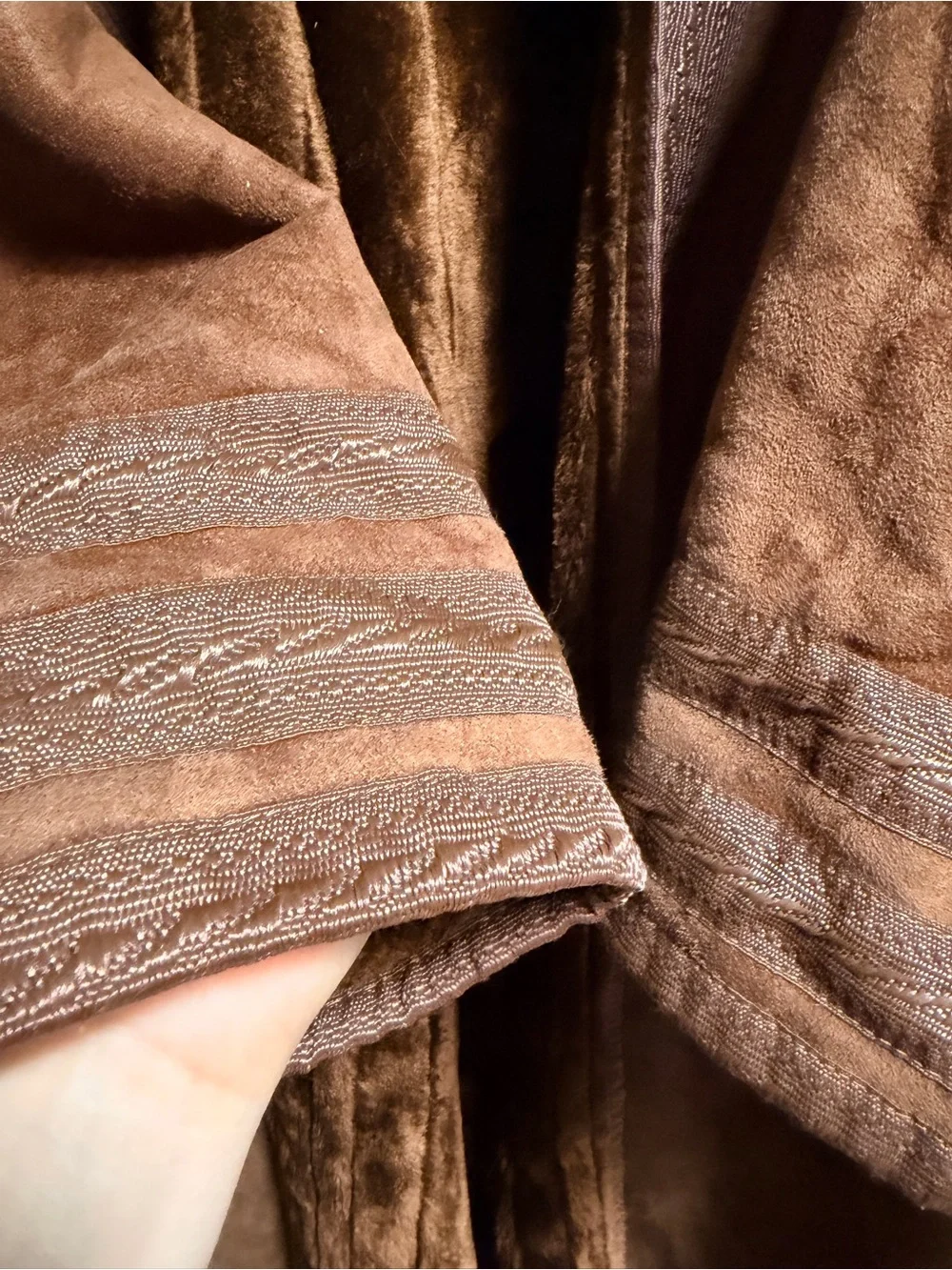 Middle east winter coat Brown Faux-Suede Long Coat with Plush Lining from DUBAI